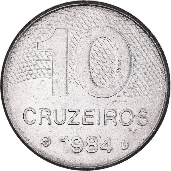 Brazilian 10 Cruzeiros Coin | KM592.1 | Brazil's main roads map | 1980 - 1984