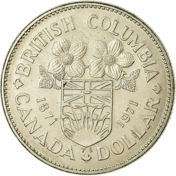 Canada 1 Dollar Coin | Queen Elizabeth II | British Columbia | KM79 | 1971