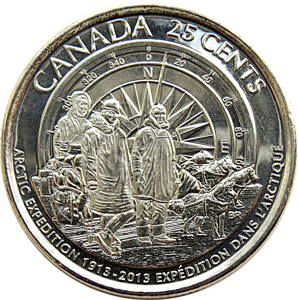 Canada | 25 Cents Coin | Queen Elizabeth II | Dog Sled | KM1547 | 2013