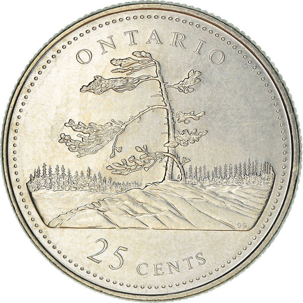 Canada 25 Cents Coin | Queen Elizabeth II | Jack Pine | KM223 | 1992