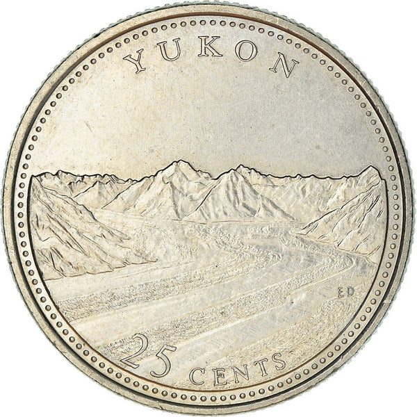Canada 25 Cents Coin | Queen Elizabeth II | Kaskawulsh Glacier | KM220 | 1992