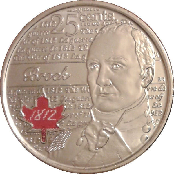 Canada | 25 Cents Coin | Queen Elizabeth II | War of 1812 | Sir Isaac Brock | KM1322a | 2012