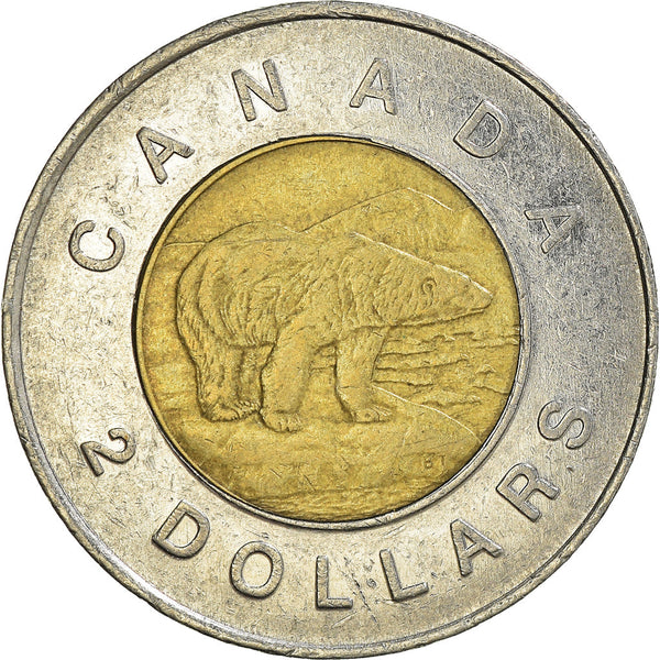 Canada Coin Canadian 2 Dollars | Queen Elizabeth II | Polar Bear | KM270 | 1996 - 2003