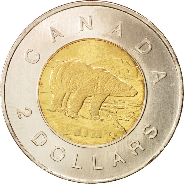 Canada Coin Canadian 2 Dollars | Queen Elizabeth II | Polar Bear | KM837 | 2006 - 2012