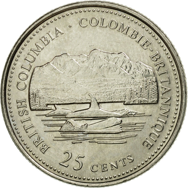 Canada Coin Canadian 25 Cents | Queen Elizabeth II | British Columbia | KM232 | 1992