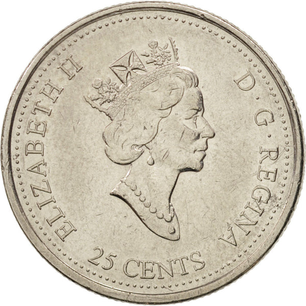 Canada Coin Canadian 25 Cents | Queen Elizabeth II | Celebration | Fireworks | KM383 | 2000