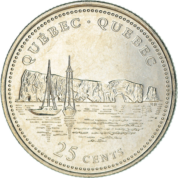 Canada Coin Canadian 25 Cents | Queen Elizabeth II | Sailboats | Perce Rock | KM234 | 1992