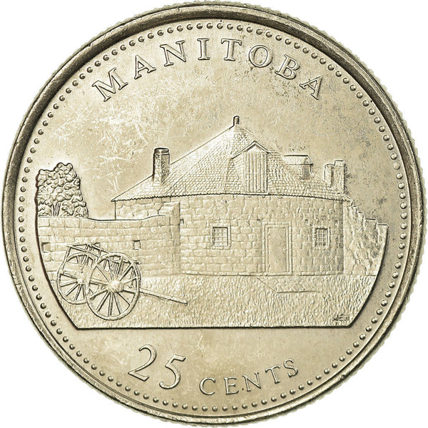 Canada Coin Canadian 25 Cents | Queen Elizabeth II | Southwest Bastion | Lower Fort Garry | KM214 | 1992