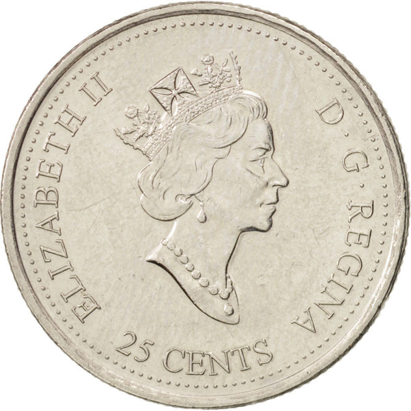 Canada Coin Canadian 25 Cents | Queen Elizabeth II | Space | Rocket | Stars | KM381 | 2000