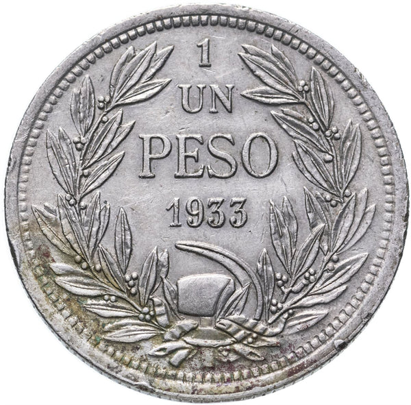 Chile | 1 Peso Coin | Andean Condor on Rock | KM176 | 1933 - 1940
