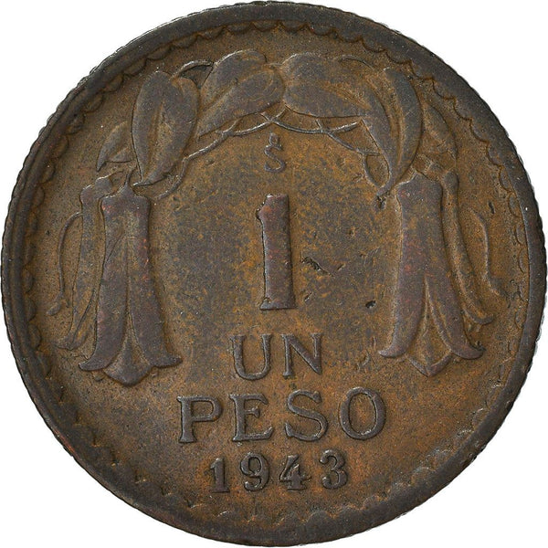 Chile | 1 Peso Coin | KM179 | 1942 - 1954