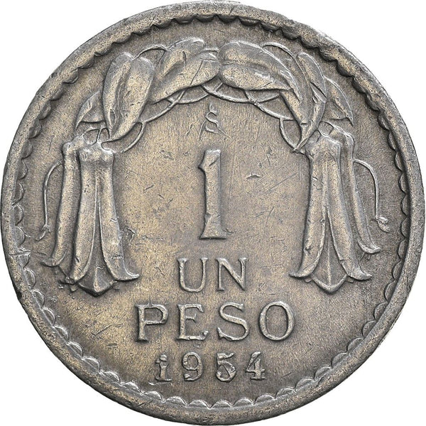 Chile | 1 Peso Coin | KM179a | 1954 - 1958
