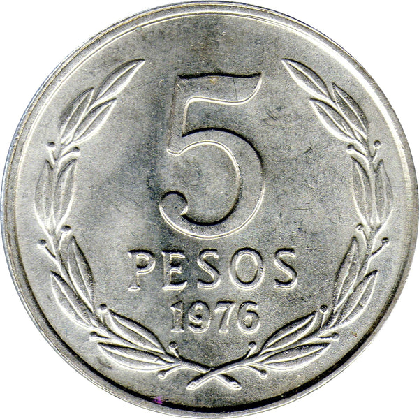 Chile | 5 Pesos Coin | Angel of Liberty | KM209 | 1976 - 1980