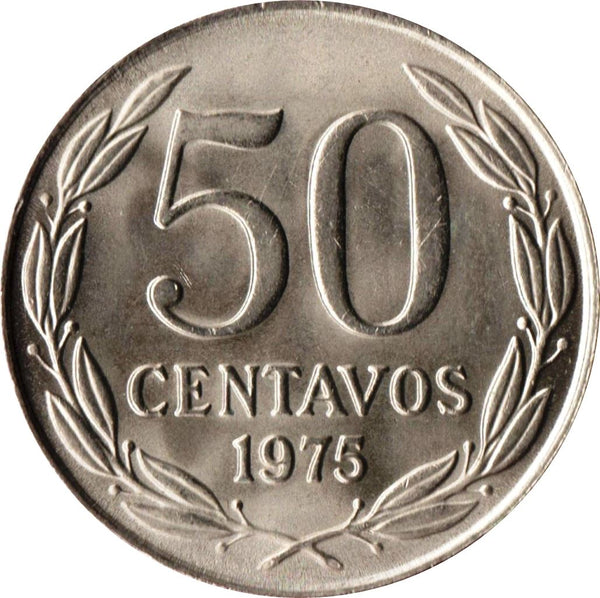 Chile | 50 Centavos Coin | Andean Condor on Rock | KM206 | 1975 - 1977