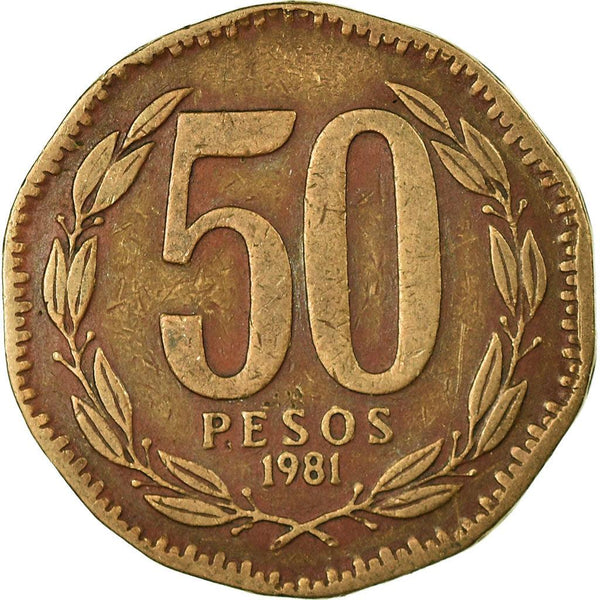 Chile 50 Pesos Coin KM219 1981 - 2019