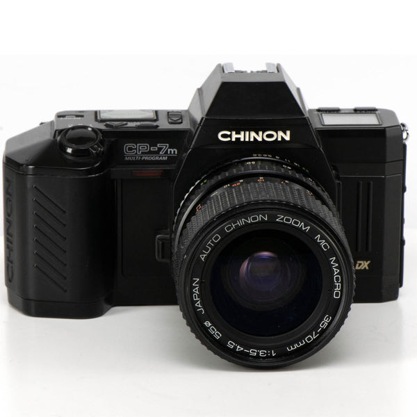 Chinon CP-7m Camera | Auto chinon zoom MC macro 70mm f3,5 | Black | Japan | 1986