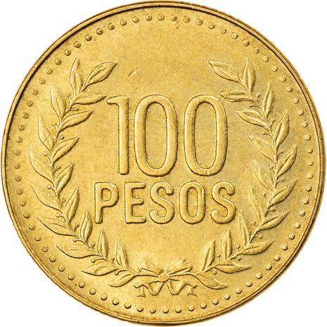 Colombia 100 Pesos | Liberty and Order | Laurel wreath Coin | 1992 - 2012