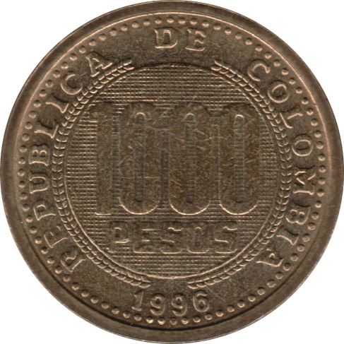 Colombia 1000 Pesos Coin | Sinu Culture | KM288 | 1996 - 1998