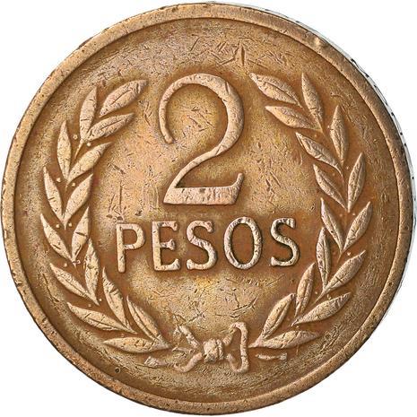 Colombia 2 Pesos | Simón Bolívar | Olives branches Coin | 1977 - 1988
