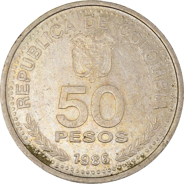 Colombia 50 Pesos National Constitution | Capitolio Nacional | 1986 - 1989
