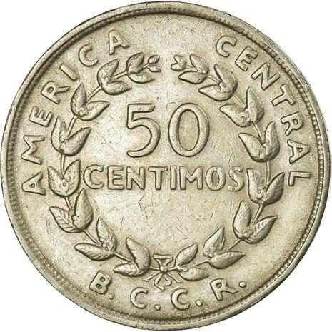 Costa Rica 50 Centimos Coin | Stars | Volcno | Ship | Sun | KM189.3 | 1968 - 1978