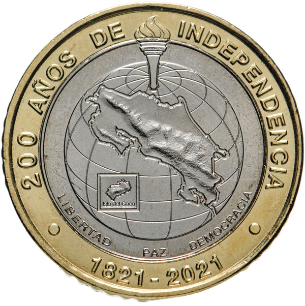 Costa Rica 500 Colones Coin | Torch | Map | Globe | 2021