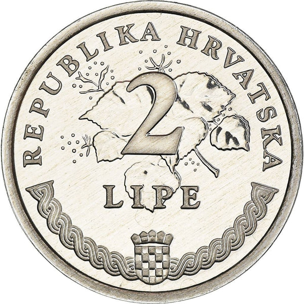 Croatia | 2 Lipe Coin | Hrvatska Lush Grapes | KM14 | 1994 - 2020