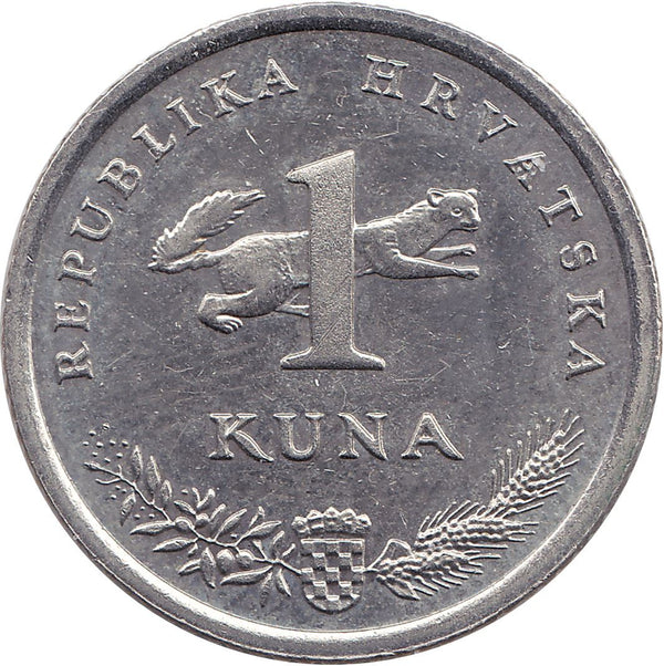 Croatia Coin Croatian 1 Kuna | Nightingale Bird | Marten | KM79 | 2004