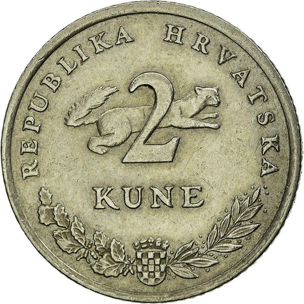 Croatia Coin Croatian 2 Kune | Marten | Tuna Fish | KM10 | 1993 - 2021