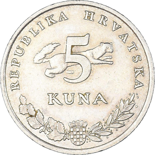 Croatia Coin Croatian 5 Kuna | Marten | Brown Bear | KM23 | 1994 - 2020