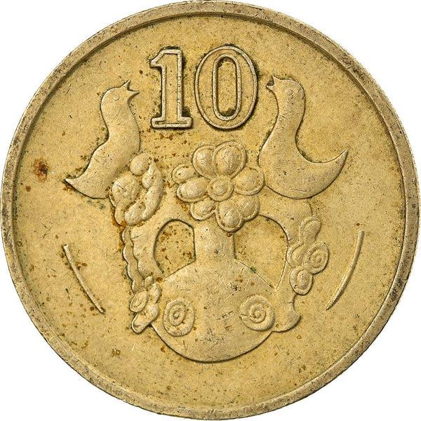 Cyprus 10 Cents Coin | Phini Village Vase | KM56.3 | 1991 - 2004