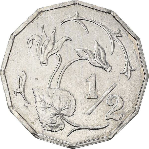 Cyprus 1/2 Cent Coin | Cyclamen Flower | KM52 | 1983