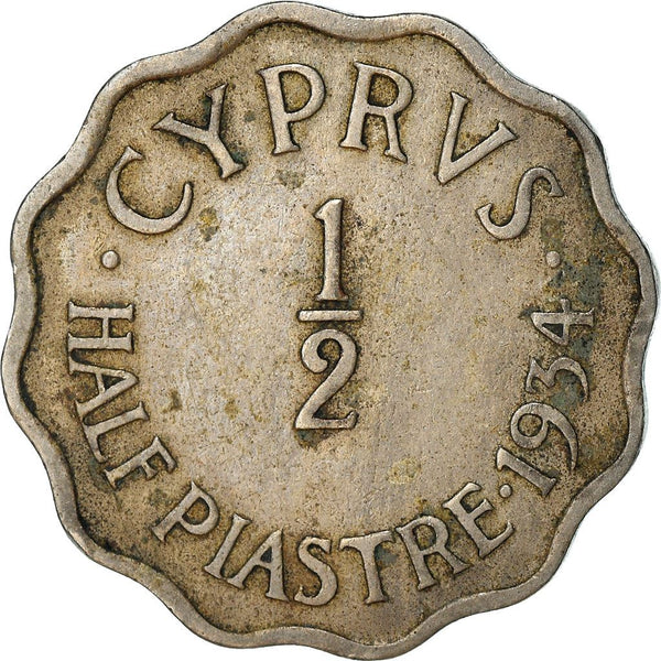 Cyprus | 1/2 Piastre Coin | King George V | KM20 | 1934