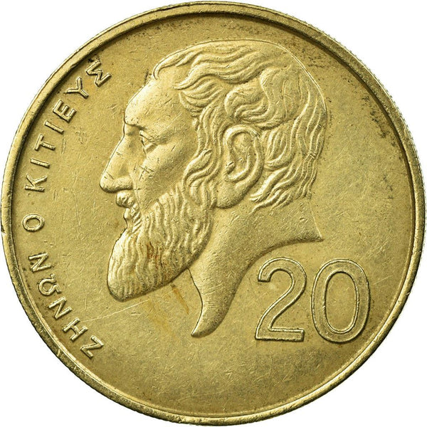 Cyprus | 20 Cents Coin | Zeno of Citium | KM62.1 | 1989 - 1990