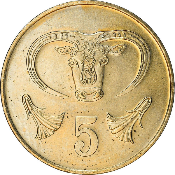 Cyprus 5 Cents Coin | Bull | KM55.1 | 1983