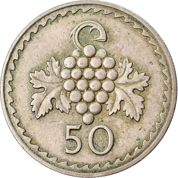 Cyprus 50 Mils Coin | Grapes | KM41 | 1963 - 1982