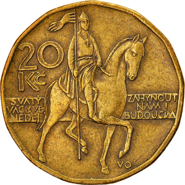 Czech Republic | 20 Korun Coin | Lion | Saint Wenceslas Monument | Wenceslas Square | KM5 | 1993 - 2021