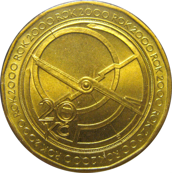 Czech Republic Coin Czech 20 Korun | Lion | Astrolabe | KM43 | 2000