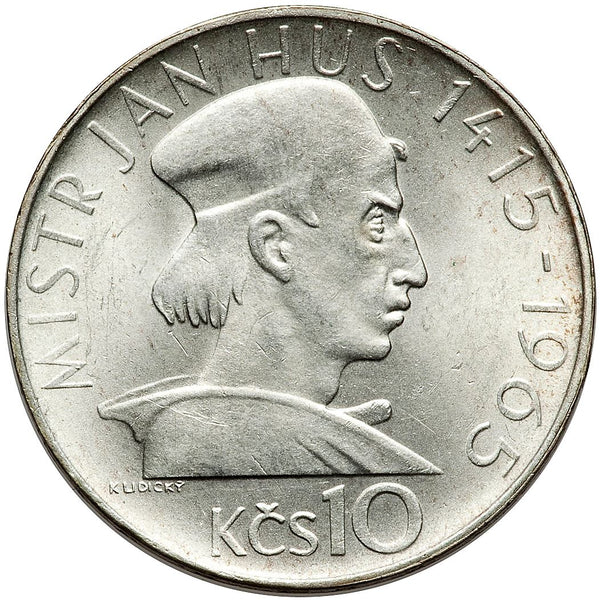 Czechoslovakia | 10 Korun Coin | Jan Hus | Lion | KM58 | 1965