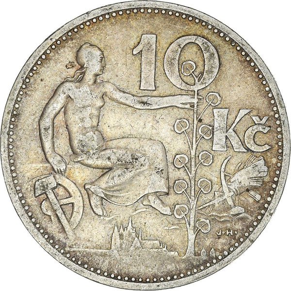 Czechoslovakia | 10 Korun Coin | Lime Tree | KM15 | 1930 - 1933