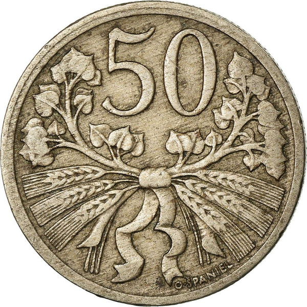 Czechoslovakia | 50 Haleru Coin | Lion | KM2 | 1921 - 1931