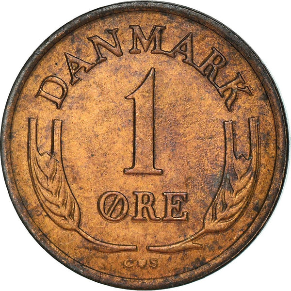 Danish 1 Ore Coin | King Frederik IX Monogram | KM846 | Denmark | 1960 - 1964