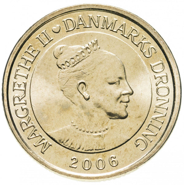 Danish | 20 Kroner Coin | Queen Margrethe II | Tre BrOdre | Cairns | KM913 | Denmark | 2006