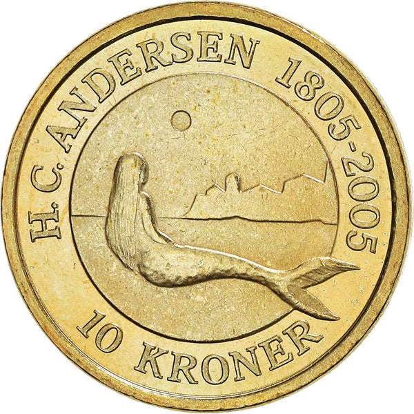Danish Coin 10 Kroner | Queen Margrethe II | Little Mermaid | KM900 | Denmark | 2005