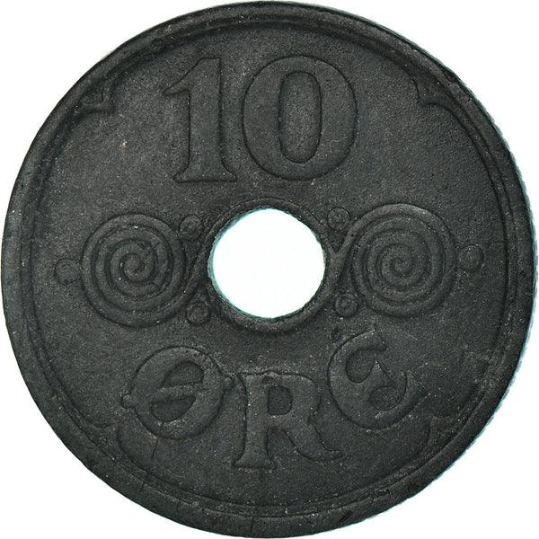 Danish Coin 10 Øre | Christian X German Occupation | KM822.2a | Denmark | 1941 - 1945