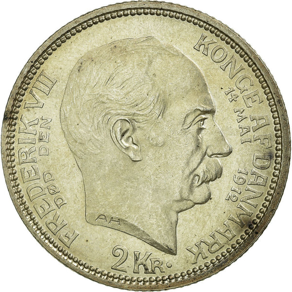 Danish Coin 2 Kroner | Christian X | Frederik VIII Death | KM811 | Denmark | 1912