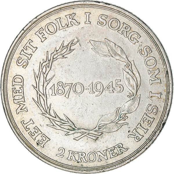 Danish Coin 2 Kroner | Christian X King's Birthday | KM836 | Denmark | 1945