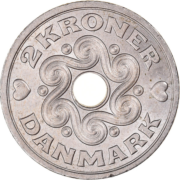 Danish Coin 2 Kroner | Queen Margrethe II | KM874 | Denmark | 1992 - 2021