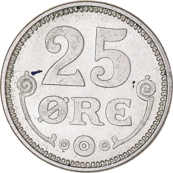 Danish Coin 25 Øre | King Christian X | KM815 | Denmark | 1913 - 1919