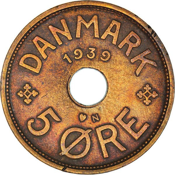 Danish Coin 5 Øre | Christian X | KM828 | Denmark | 1927 - 1940